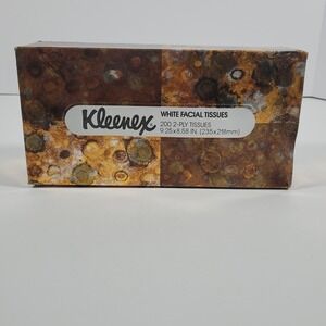 Vintage 1979 Kleenex White Facial Tissues 200 Count 2-Ply Sealed Box Brown Gold
